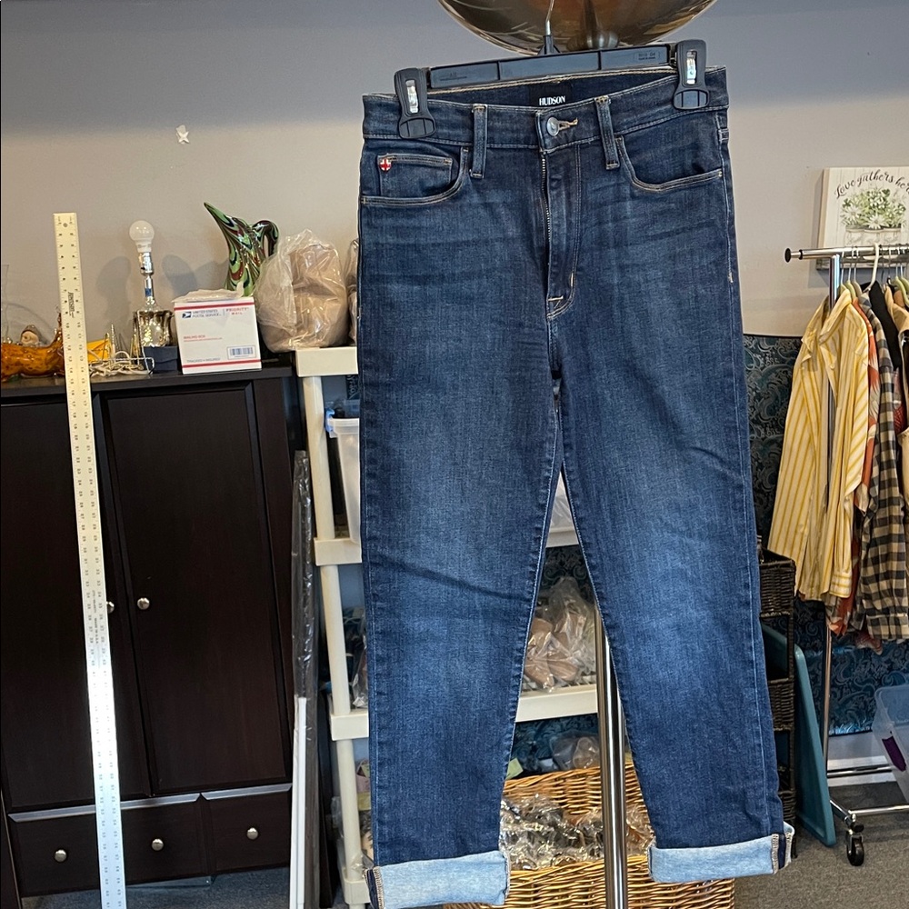 Hudson Blair Mortal Dark Wash Cuffed Ankle Jeans Women’s Size 4 Mid rise